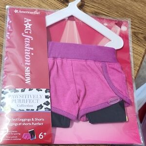 American Girl 18" doll Pink Shorts with Black Leggings Pawsitively Purrfect NEW!